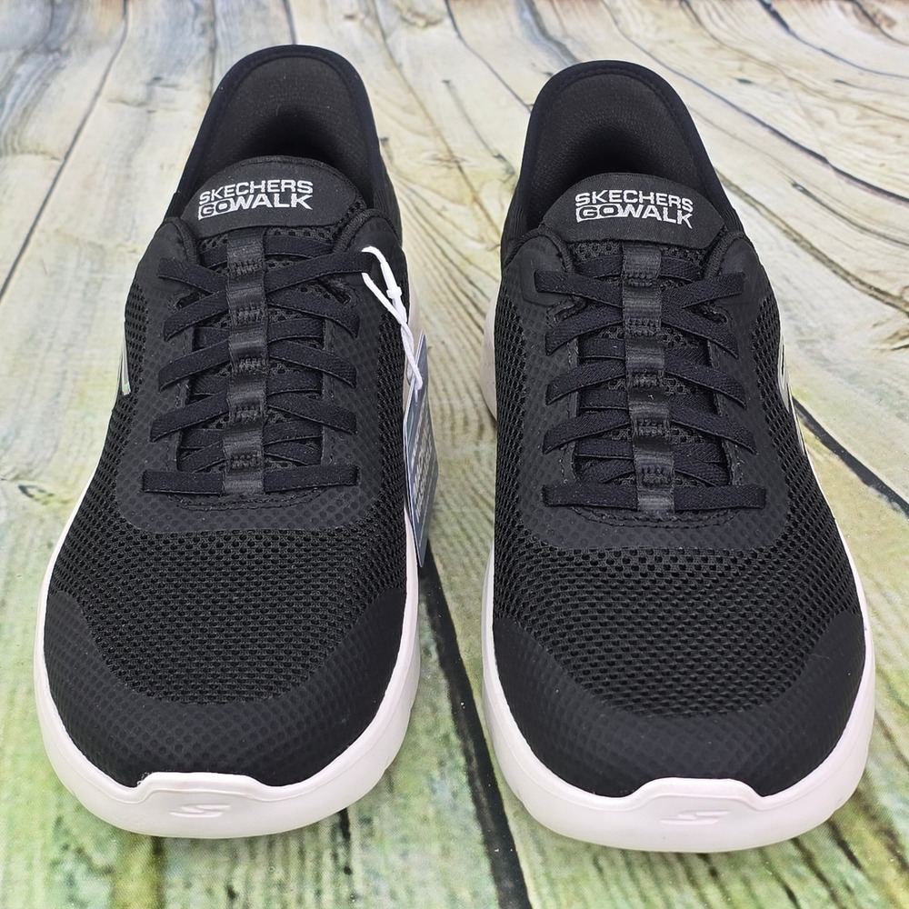 Skechers GoWalk Flex Hands Free Slip-Ins Women 9 Black White Mesh Sneaker 124836 - Picture 6 of 12